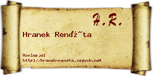 Hranek Renáta névjegykártya